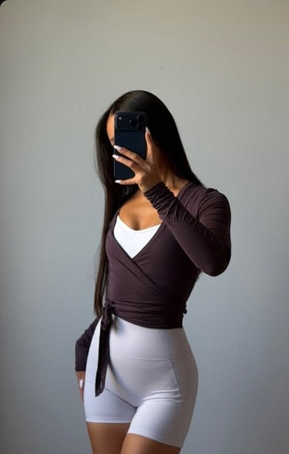 Peri Ballet Wrap Top - Espresso