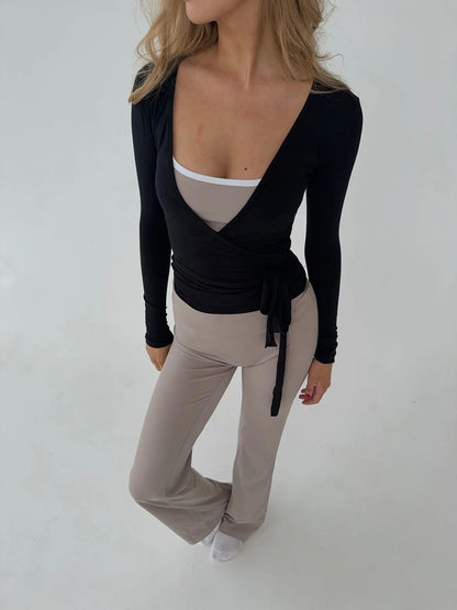 Peri Ballet Wrap Top - Black