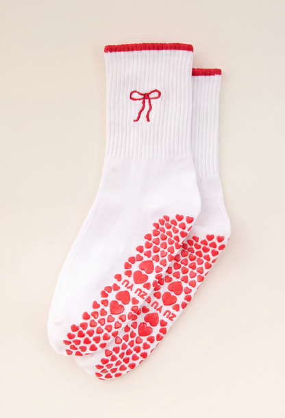 Bow Grip Sock - White