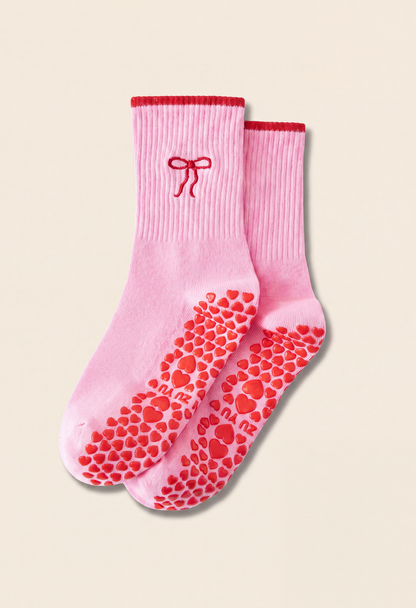 Bow Grip Sock - Pink