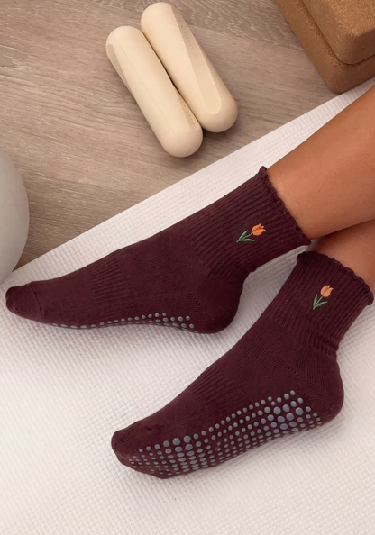 Tulip Grip Sock - Chocolate