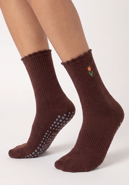 Tulip Grip Sock - Chocolate