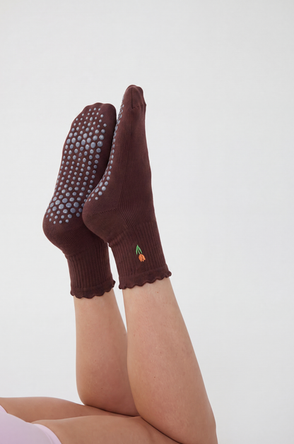 Tulip Grip Sock - Chocolate