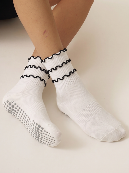 Ruffles Grip Sock - White