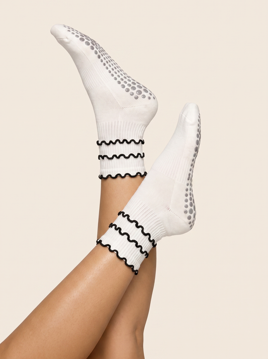 Ruffles Grip Sock - White