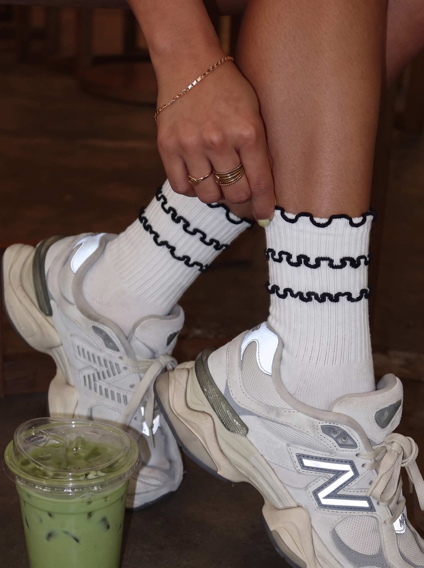 Ruffles Grip Sock - White