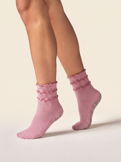 Ruffles Grip Sock - Pink