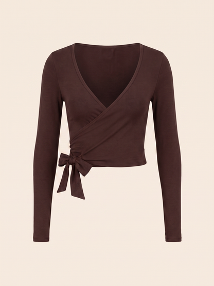 Peri Ballet Wrap Top - Espresso