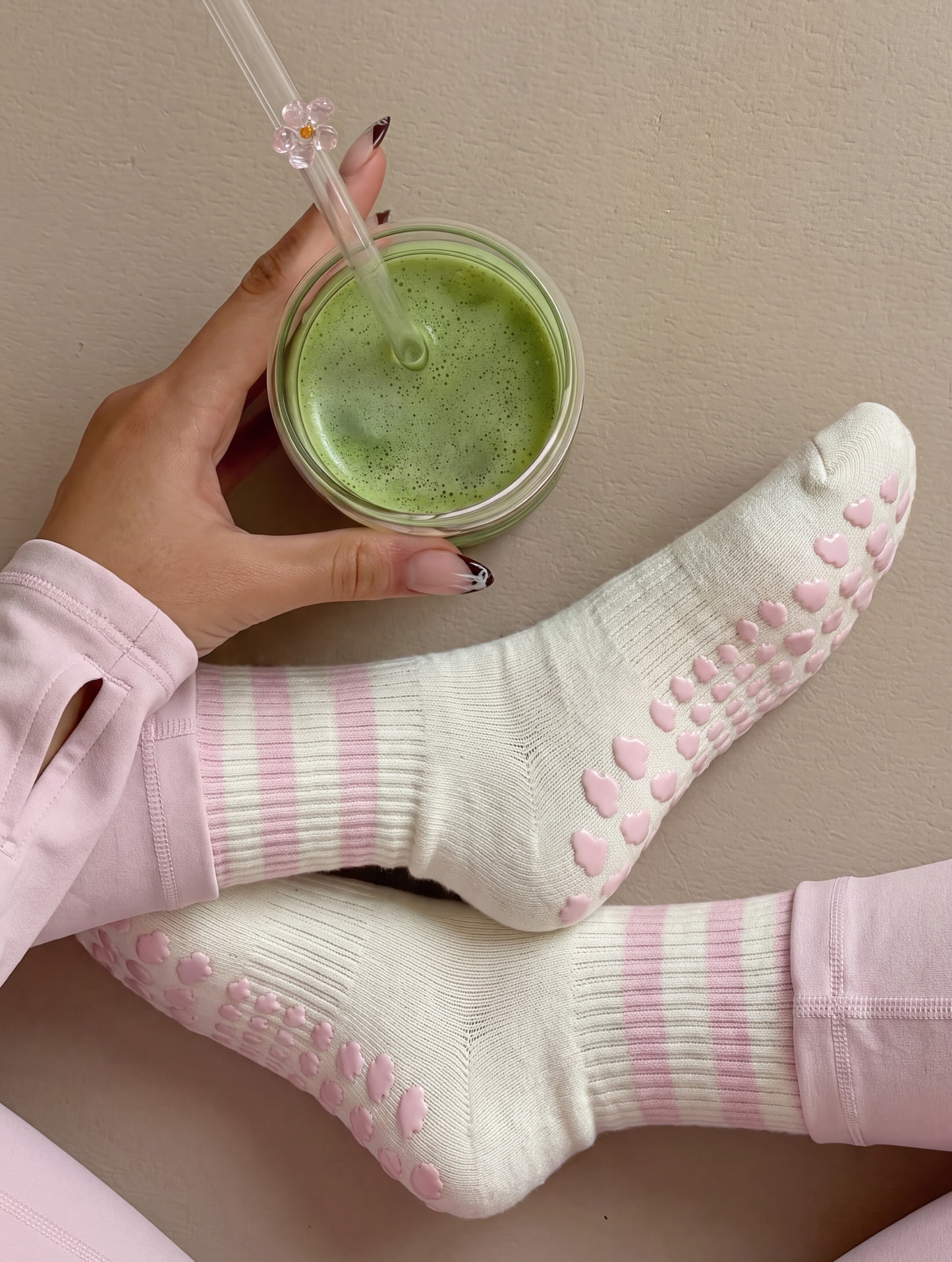 Varsity Grip Socks - Pink Stripes